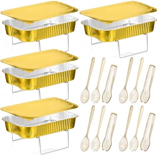 Maxcheck 4 Sets Disposable Chafing Dishes Buffet Set, Small by Maxcheck
