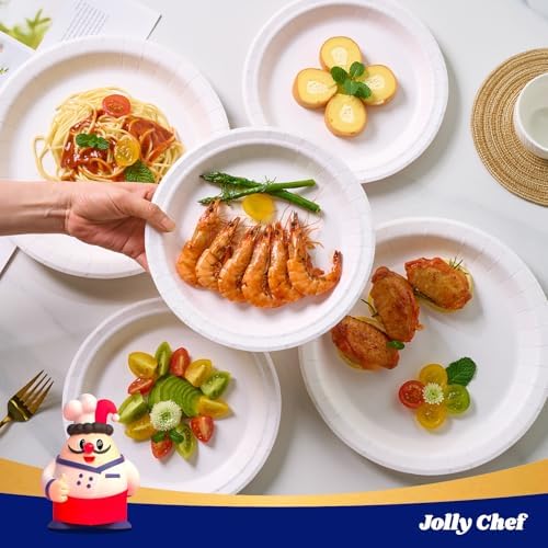 JOLLY CHEF 8.37 inch Disposable Paper Plates 140 Count - Image 6