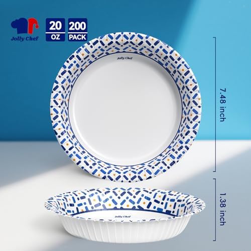 JOLLY CHEF Paper Bowls 20 oz 200 Count Large Disposable Bowls Bulk - Image 3