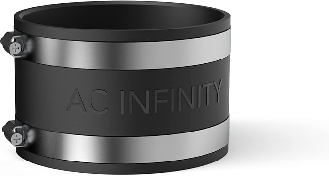 AC Infinity Noise Reduction Clamp 4-Inch, Duct Coupler with Stainless Steel Clamps, Flexible Rubber Coupling for Inline Fans and Carbon Filters in Growing and HVAC
