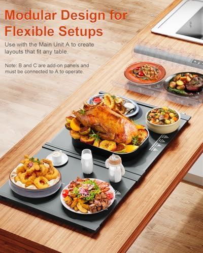 Food Warming Mat Extension Panels B+C for iTRUSOU Electric Warming Tray BWP01-A – Add-On Expandable Warming Mat for Food, Must Be Used with Main Control Panel A, for Buffet, Party Chafing Dishes - Image 2