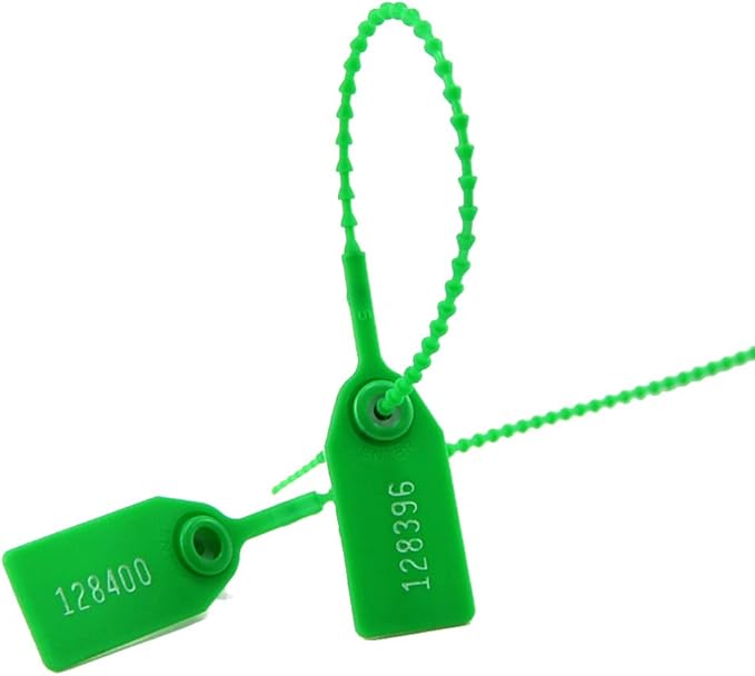 Leadseals(R) 1000 Green Numbered Security Tags Plastic Tamper Proof Seals, Zip Ties for Fire Extinguishers Pull-Tite Disposable Self-Locking Safety Plastic Signage Locks - Ties - Labels 250mm Length