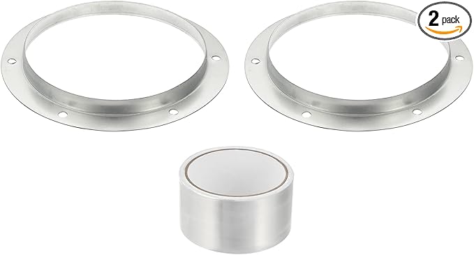 PATIKIL 2Pcs 8 Inch Duct Connector Flange, Metal Straight Pipe Exhaust Flange Duct Mounting Plate for Heating Cooling Ventilation HVAC System, Galvanize Steel