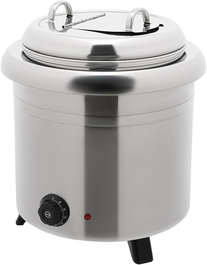 13QT Electric Soup Warmer, 400W Commercial Food/Soup Kettle Warmer for Restaurants and Party, Home, Catering (Silver)