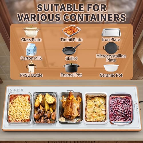 Warming Mat for Food,Extra Long 40"x12",Tempered Glass Warming Tray, White - Image 5