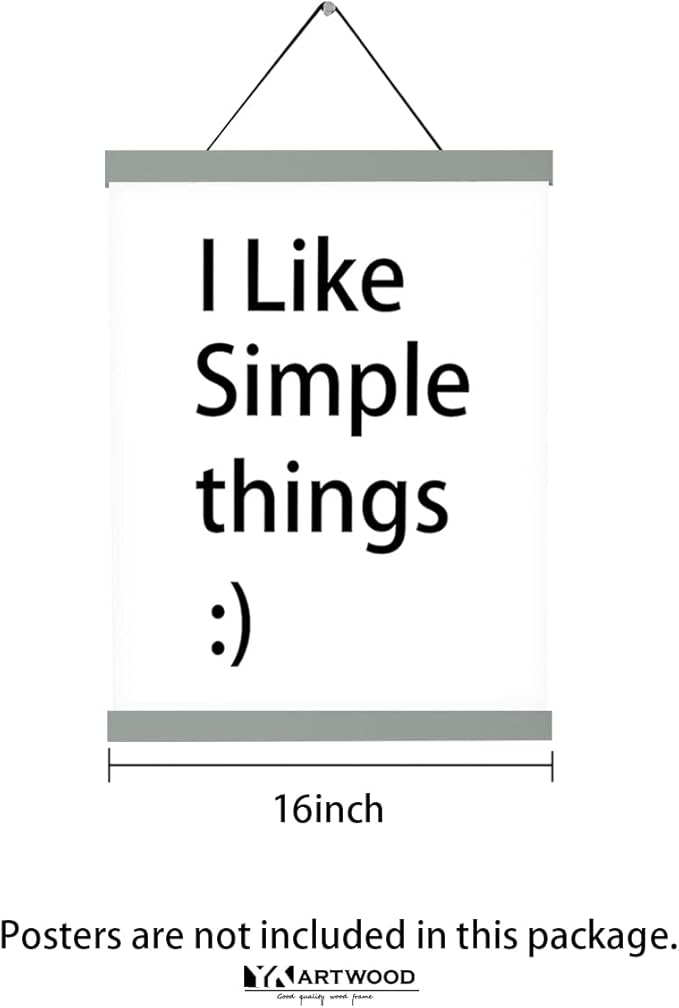 3 Pack Magnetic Poster Hanger Frame, 16x20 16x24 Poster Frames Wood Wooden Magnet Hanging Kit for Walls Print Poster Canvas Artwork Diamond Painting(16 Inch ，Gray)