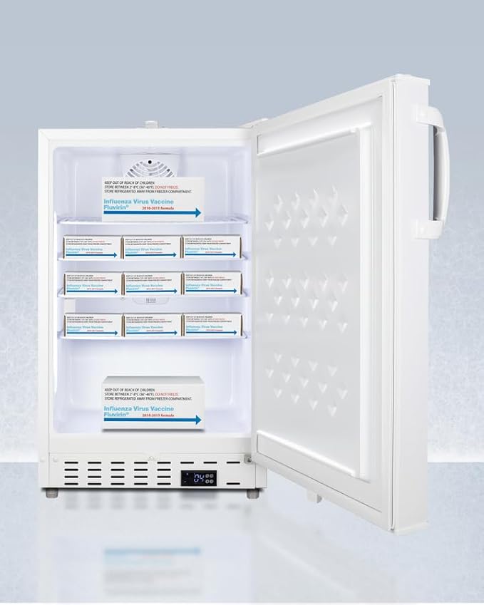 Summit Appliance Accucold 20” Refrigerator, 3.32 cu.ft. Capacity, Undercounter, Built-in, ADA Compliant, External Temperature Readout, White - ADA404REFALLHD (Left Handed Door Swing)