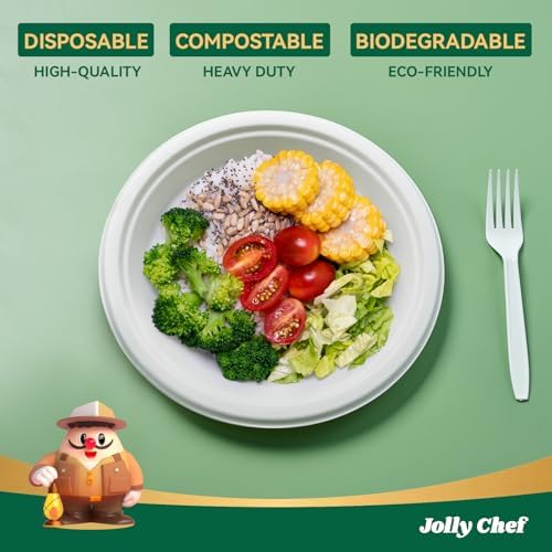 Compostable Heavy Duty 9 Inch 300 Pack Disposable Eco-Friendly Paper Plates - Image 3