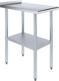 AmGood Stainless Steel Work Table with 1.5" Backsplash | Metal Kitchen Food Prep Table | NSF (18" Long x 30" Deep)