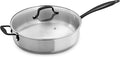 GrandTies Tri-Ply Stainless Steel Saute pan Induction Cookware – 5 QT 12 Inch Capsule Bottom Stainless Steel Pan, Marquina Black Metal Handle Kitchen Cooking Pan with Lid, Dishwasher Safe Pot