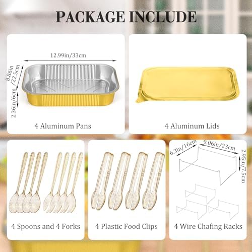 Maxcheck 4 Sets Disposable Chafing Dishes Buffet Set, Small - Image 2