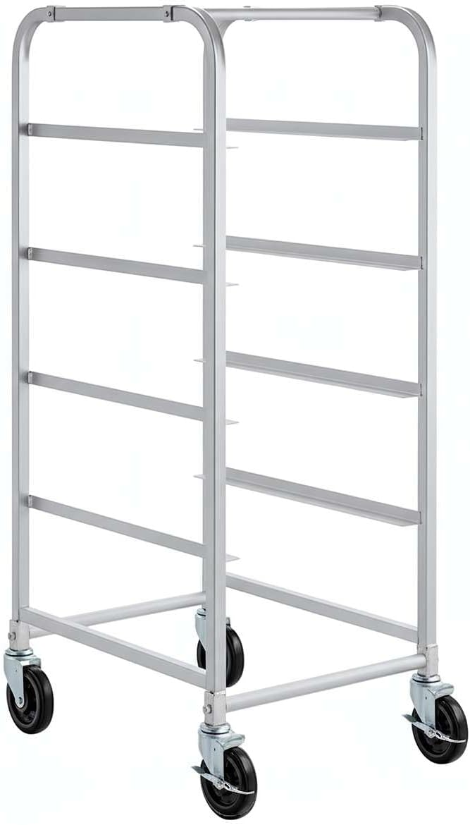 19"x26"x53" Mobile Aluminum Lug Rack - 4 Lug Capacity, NSF Commercial Portable Cart with 5" Swivel Casters and Brakes, Heavy-Duty 440 lb Capacity Storage Rack, Freezer Safe, Utility Dolly