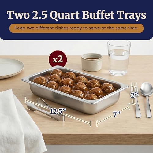 Elite Gourmet EWM-6122X Dual Buffet Server, 2 x 2.5 Qt, Stainless Steel - Image 3