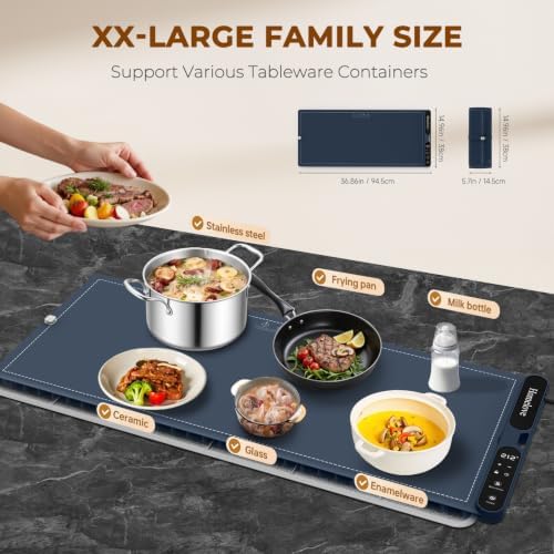 Homelove Warming Mat for Food - 7 Temps, 8H Timer, for Buffets Party Navy - Image 4