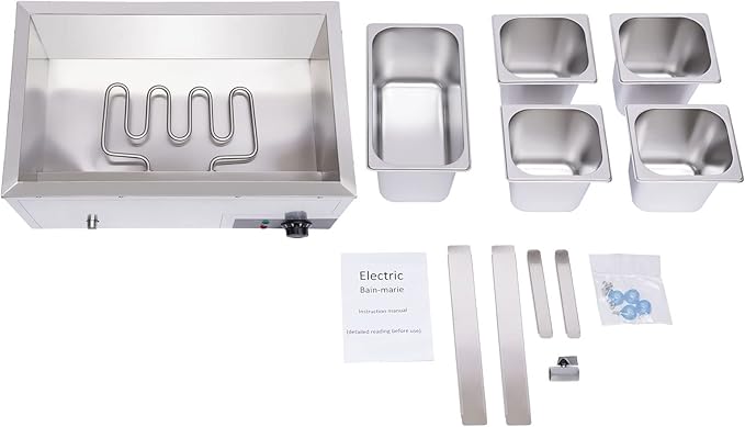 Electric Bain Marie, 600W 5-Pan Commercial Portable Steam Table Food Warmer, 20Qt Stainless Steel Canteen Buffet Warmer Electric Food Warmers and Servers for Parties, Buffets, Hotels