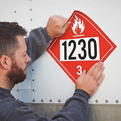 1230 Placard, Class 3 Flammable Liquid 25-pk. - 10.75" x 10.75" Removable Self Adhesive Economy Vinyl for Short-Term Applications, DOT Hazmat Compliant, J. J. Keller & Associates, Inc.