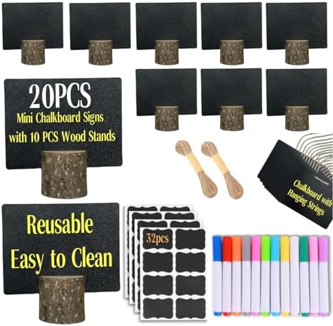 10 Pcs Mini Chalkboard Signs Small Chalkboard Label with Rustic Wood Stand, Food Labels for Party Buffet Wedding Birthday Party Bakery by YZLIANGYUAN