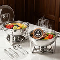 Chafing Dishes for Buffet, 2 Pack 5QT Stainless Steel Round Buffet Servers and Warmers, Buffet Warmer Set with 2 Serving Tongs & Spoons, Food Warmers for Parties, Weddings, Catering Events by Unknown
