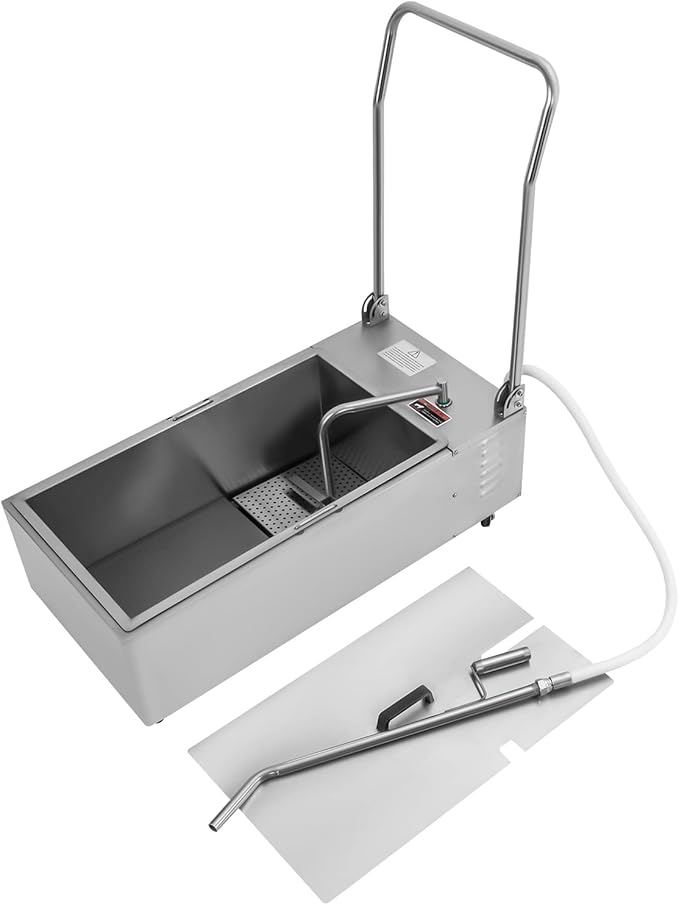 Mobile Oil Filter, 370W 55L/14.5Gal Deep Fryer Oil Filtration System Cart, Frying Oil 1.8ft² Filter Area, 10L(2.64Gal)/min Stainless Steel Oil Filter Machine w/ Pump & 360° Wheels, 33.46*16.54*14.17in