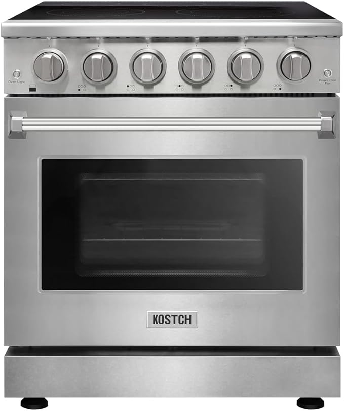 KOSTCH 30 inch Professional Electric Range with 5 Heating Elements Cooktop, 4.55 Cu. Ft. Convection Oven Capacity, Smooth Glass Top, in Stainless Steel, KOS-30RE06H (Stainless Steel)