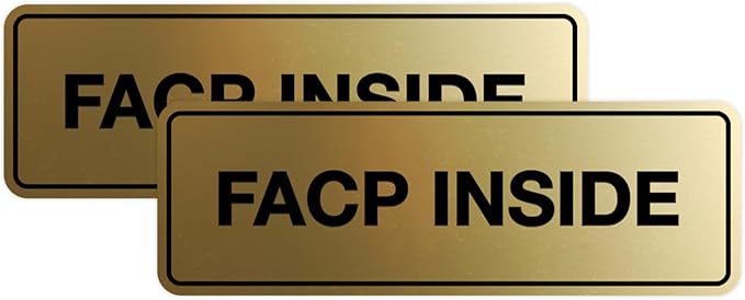 Signs ByLITA Standard FACP Inside Sign | Fire Safety Signage (Brushed Gold) - Small 2 Pack
