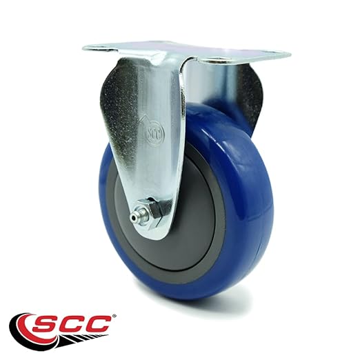 Service Caster Brand Replacement Caster for Uline Caster H-5539R-Rigid Top Plate Caster with 4 Inch Blue Polyurethane Wheel-Light Duty Replacement Caster-Fits Carts, Dollies and Poly Box Trucks H-1956