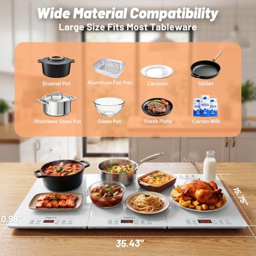 Chezerra Electric Warming Tray, 3-in-1 Food Warmer for Buffets Party, White - Image 6