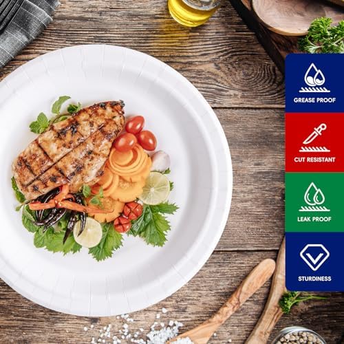 JOLLY CHEF Disposable Coffee Cups and Bowls, 10 in Paper Plates 140 Count, 300 Pack Hot/Cold Beverage Cups Paper Cups 12 oz for Water - Image 2