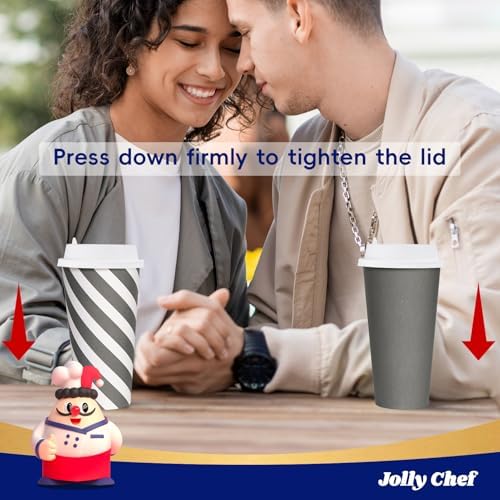 JOLLY CHEF 100 Pack 20 oz Disposable Coffee Cups with Lids - Image 5