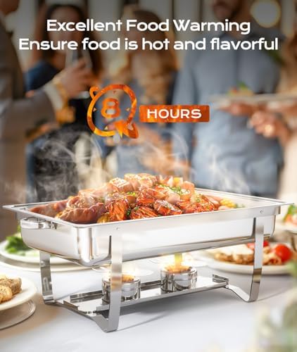 Chafing Dishes for Buffet 4 Pack, [Ultrasonic Mirror Polishing] Chafing Dish Buffet Set 9QT, [Rolled Edge Finger Protection] Buffet Servers and Warmers for Any Party, Wedding, Birthday and Hotel - Image 2