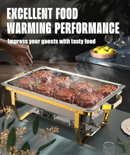 Chafing Dishes for Buffet 4 Pack, 9QT [No Fingers Cut] Roll Edge Designed Chafing Dish Buffet Set [Mirror-Like Polished Finish] Food Warmers for Parties, Birthday, Holiday Parties, Church Events, etc - Image 2