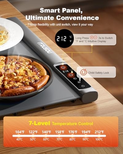 iTRUSOU Expandable Warming Mat for Food 54"x16", 99H Timer, 7 Temp - Image 3
