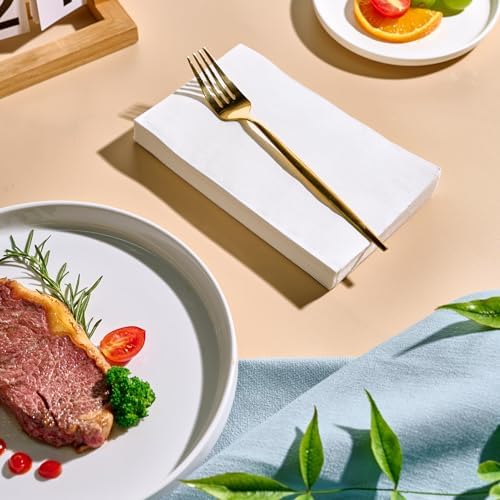400 White Disposable 3-Ply Paper Dinner Napkins, Guest Hand Towels - Image 3