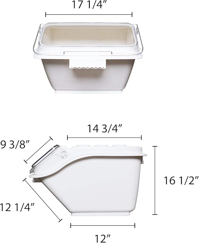 TrueCraftware- 2 Gallon (40 Cups) Shelf Ingredient Bin White with Clear Flip Top Lid & Measuring Scoop- Stackable Plastic Kitchen Pantry Storage Bin for Dry Food Flour Sugar Kitchen Restaurant