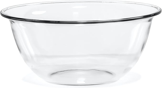 Red Co. 10.5” Dia Round Clear Glass 3 Qt Mixing Prep and Serving Bowl, Large