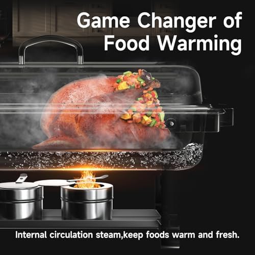 Chafing Dishes for Buffet 4 Pack, 9QT Chafing Dish High Grade Stainless Steel Chafer Complete Set,Steel Handle, Catering Events Complete Buffet Warmer Set (Black, 4) - Image 2