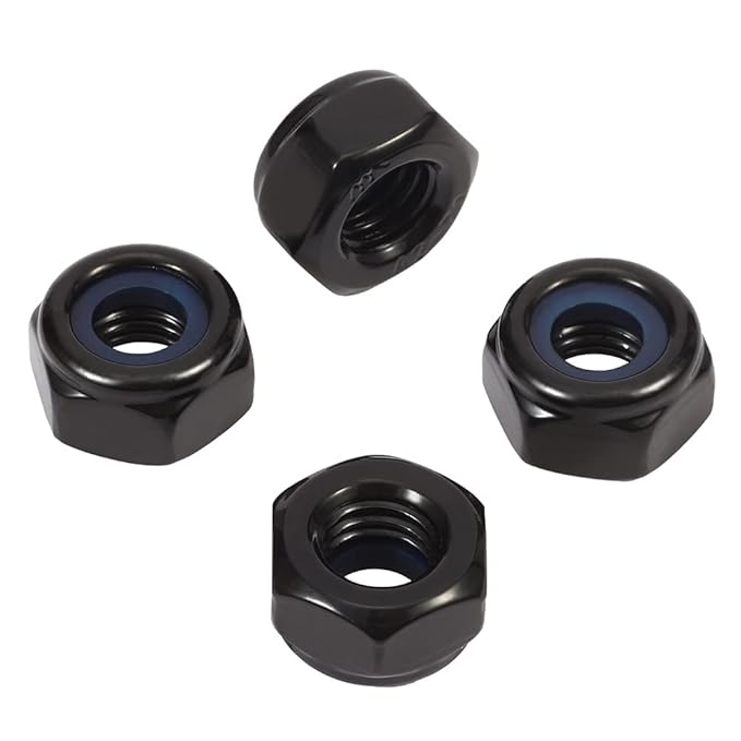 MewuDecor 1/2-13 Nylon Insert Hex Lock Nuts Locknuts, 304 Stainless Steel 18-8, Black Oxide, 25 PCS