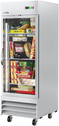 Pemberly Row Stainless Steel Upright Freezer with 3 Storage Shelves in Silver