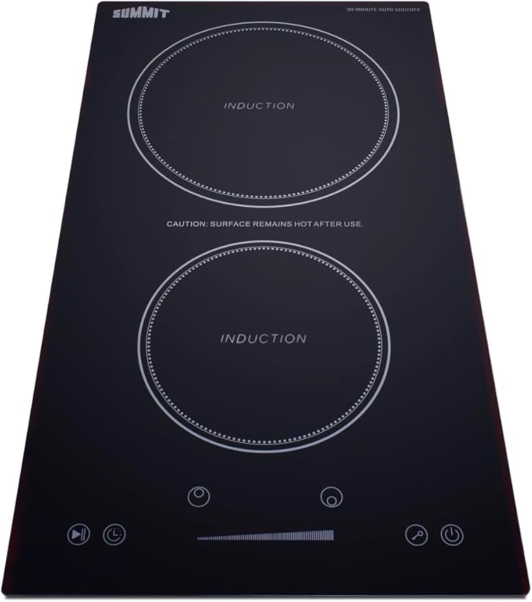 Summit 12" Induction Cooktop, 2 Cooking Zones, 115V Electric Cooktop With 30-Minute Safety Shutoff, ADA Compliant Design, Black - SINCH115V2B