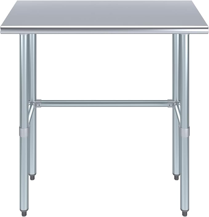 AmGood Stainless Steel Work Table Open Base | NSF Kitchen Island Food Prep | Laundry Garage Utility Bench (36" Long X 18" Deep)