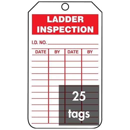 AccuformNMC "Ladder Inspection" Pack of 25 PF-Cardstock Inspection Record Tags, 5.75" x 3.25", Red on White, TRS248CTP, American Made Safety Tags, Signs, and Labels