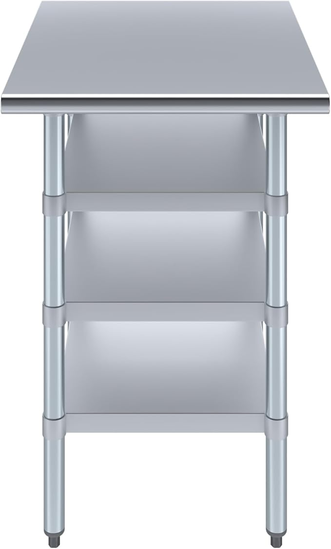 30 in. x 24 in. Stainless Steel Work Table with Three Bottom Shelves | NSF Kitchen Prep Table | Utitly Metal Table