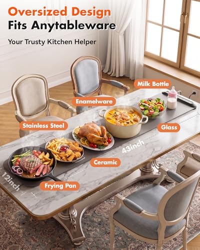 Warming Mat For Food Extra Long 43"x12" 600W Food Warming Mat Heat Resistant Pad,Chafing Dishes for Buffet 6 Temp 12 Hours,Child Lock,Food Warmers for Parties Buffet for Catering Gatherings - Image 6