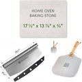 FibraMent-D Premium 3-Piece Pizza Stone Set – 17½" × 13⅞" × ¾" Rectangle Baking Stone with Peel & Rocker Cutter – Made in USA – Ranked Best Overall Pizza Stone for Even Heat & Crispy Crusts