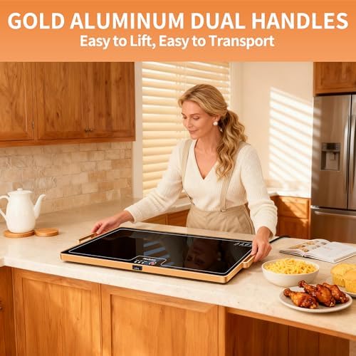 Warming Mat for Food,XL 24"x16",Tempered Glass Electric Warming Tray, Black - Image 4