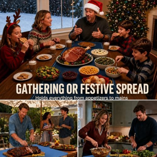 Graphene Warming Mat for Food Extra Large (43"x16") with Insulation Pad for Countertop, Chafing Dishes for Buffet, Food Warmer for Parties, Hot Pad for Kitchen, 560W, 6 Temp, Custom Warm Setting, Blue - Image 4