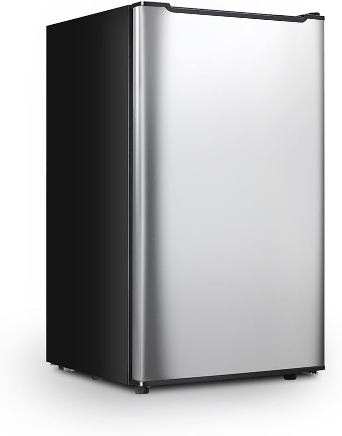 Upright Freezer with Reversible Single Door, 3.5 Cubic Feet Stainless Steel Compact Freezer, Silver Adjustable Thermostat Removable Shelves Mini Freezer, Applicable to Home, Kitchen, Office