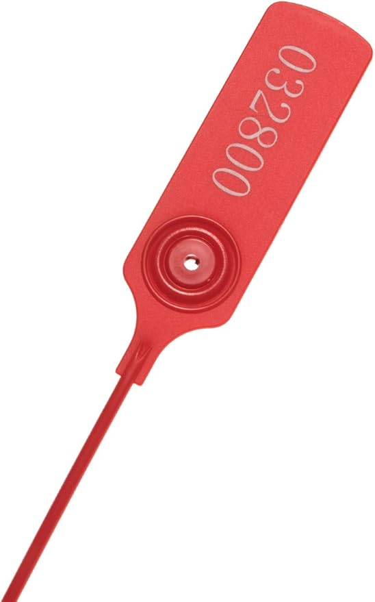 Pull-tite Security Seal Tamper Resistant Tags Plastic Padlock Sign Ties Numbered (Red, 100pcs)