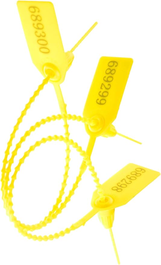 Plastic Security Seals Disposable Tags Safety Padlocks Zip Ties Numbered 9.84inches Yellow 200 pcs per Bag