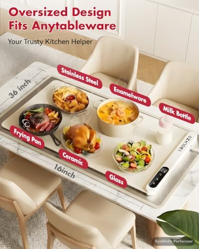 Warming Mat For Food Extra Large 36"x16" 580W Food Warming Mat With Heat Resistant Pad,Chafing Dishes for Buffet 6 Temp 6 Hours,Roll Up Food Warmers for Parties Buffet for Catering Gatherings - Image 5